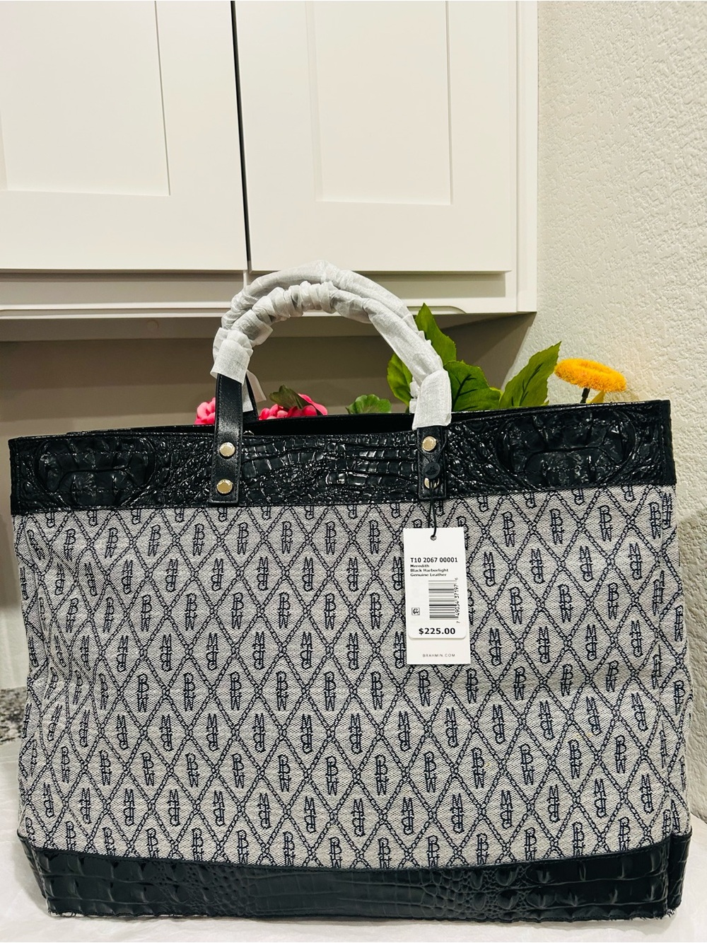 Brahmin Black Harborlight Meredith Tote